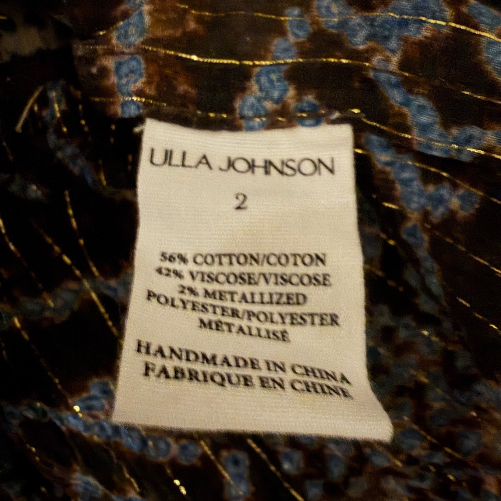 Ulla Johnson Blue and Cream Ruffled Blouse (never worn) - Picture 3 of 3